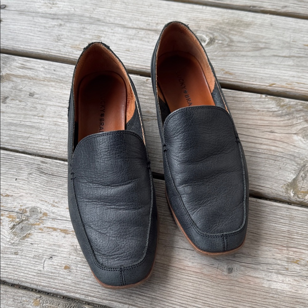 Lucky Brand leather black flats size 8